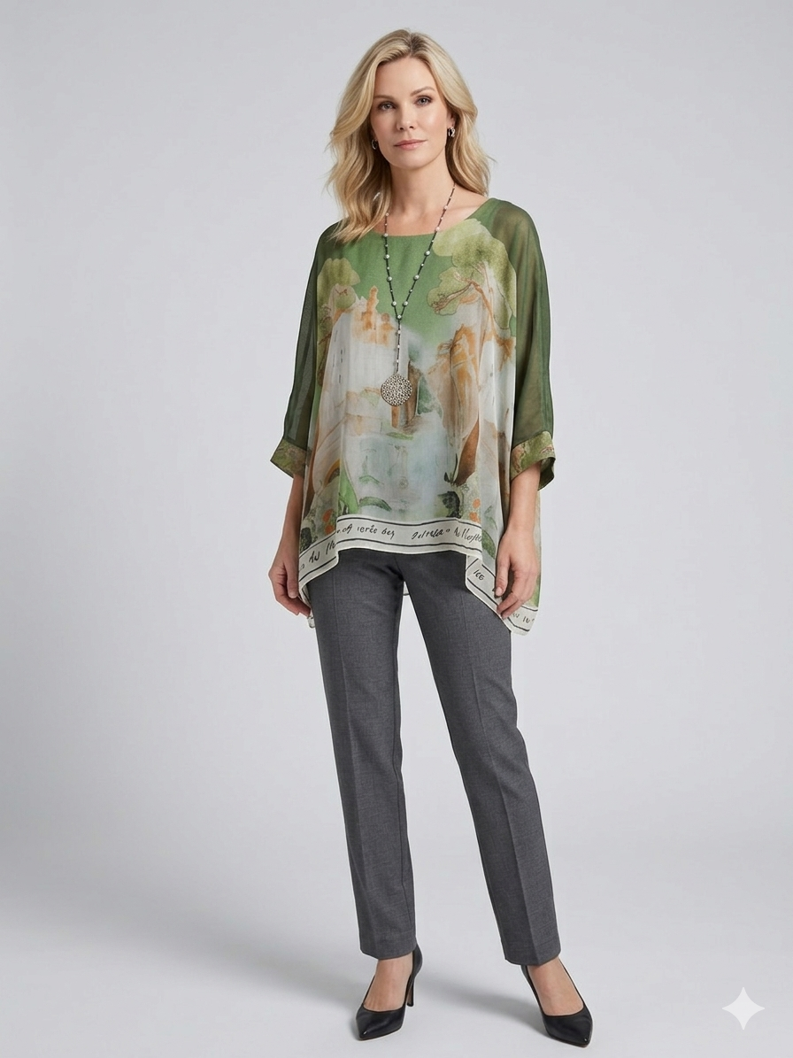 Raw Moda Love Tree Silk Top