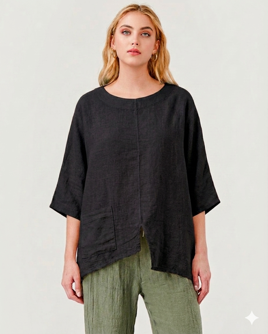 Tala Linen Top W single Pocket
