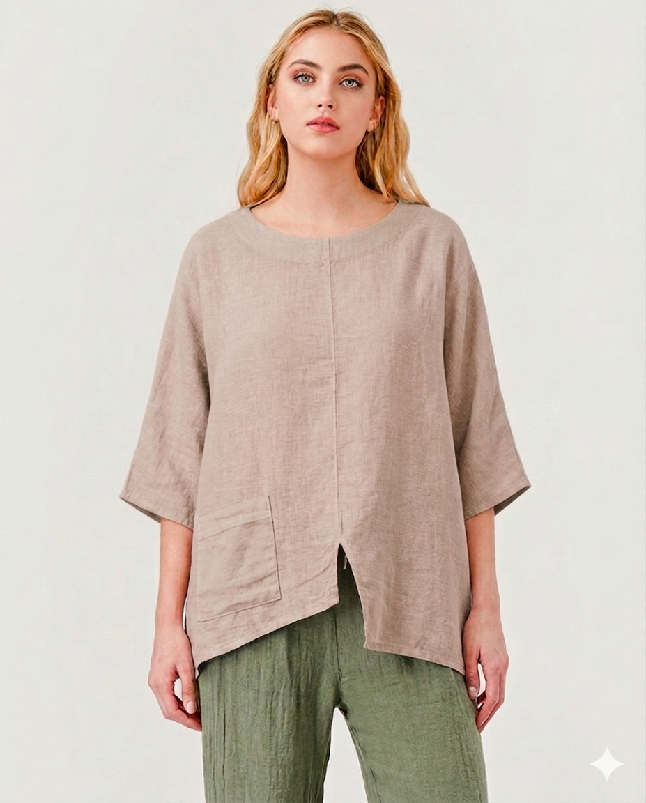 Tala Linen Top W single Pocket