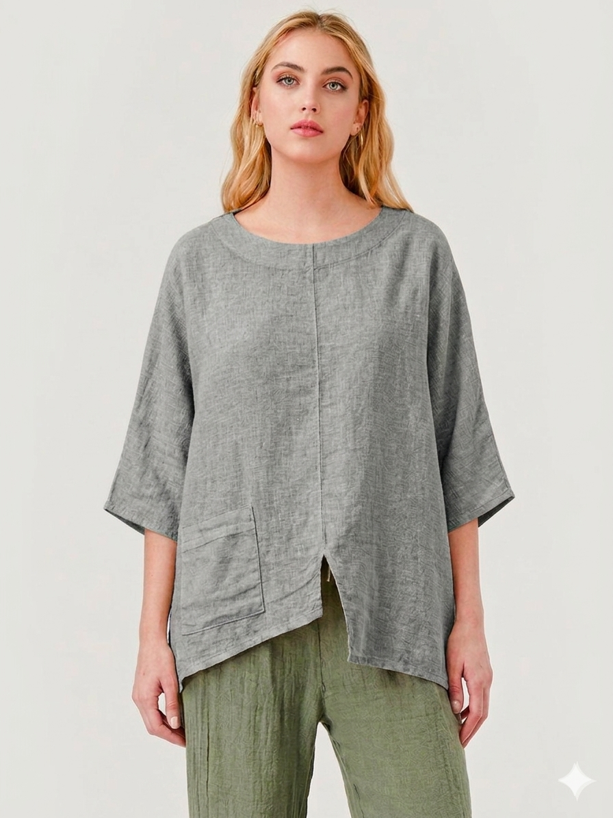 Tala Linen Top W single Pocket