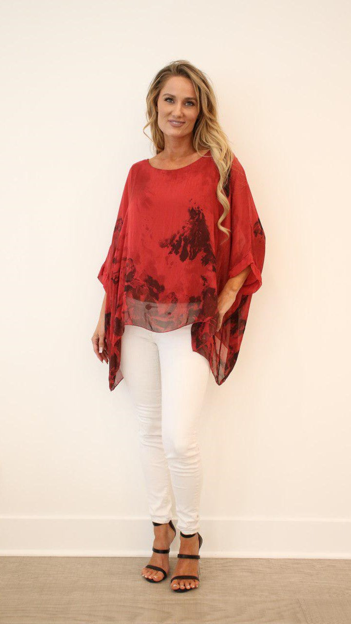 Italian Floral Raw Moda Silk Top